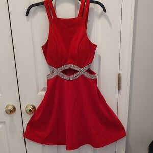 Beautiful Extraordinary Red Embellished Dress